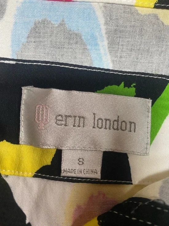 Erin London Colorful Abstract Print Long Sleeve Button Up Shirt Women’s Medium - Picture 3 of 4